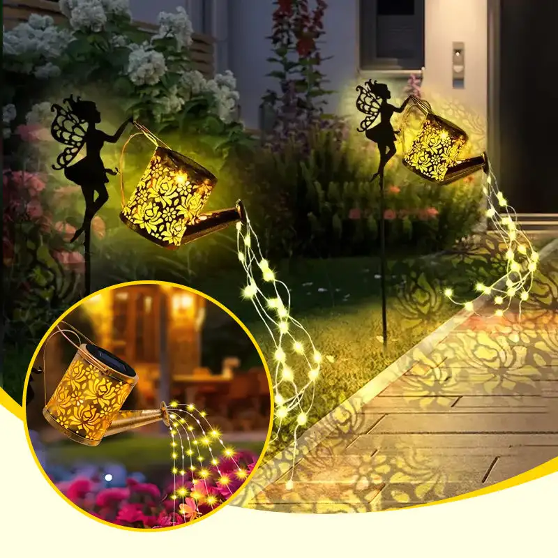 

Солнечная фея, лейка, уличный сад, солнечный подвесной светильник для чайника, винтажный металлический светильник для украшения двора виллы, светодиодный фонарь