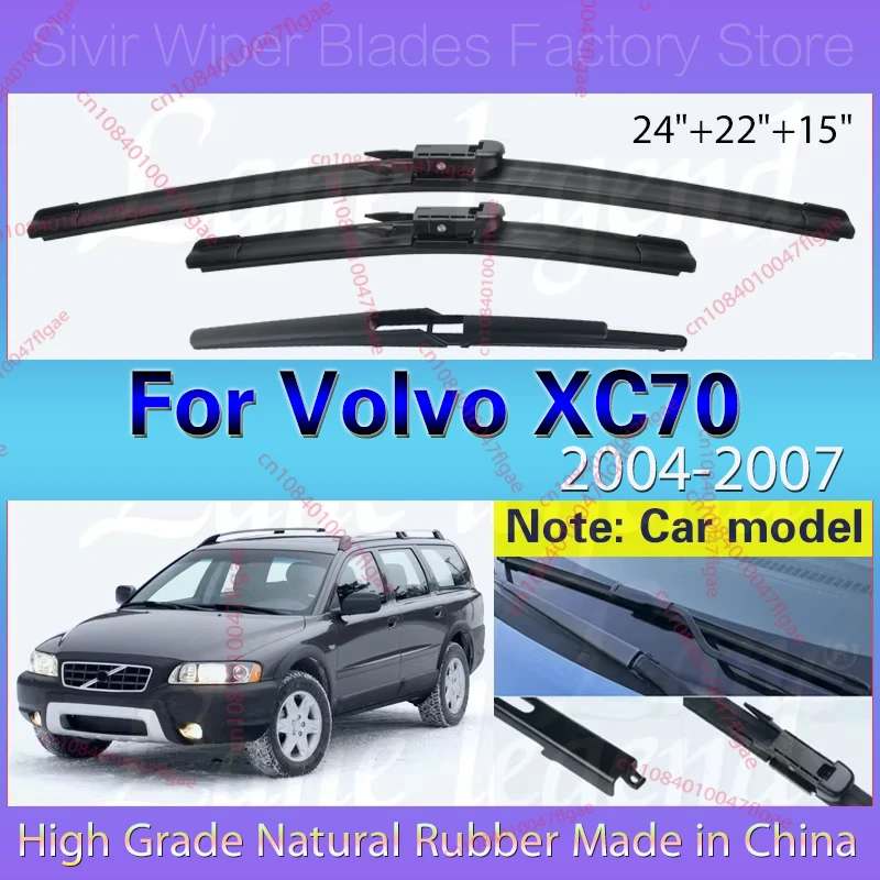 

Car Wiper Blades For Volvo XC70 2004 - 2007 24"22"15" Front Rear Windscreen Windshield Wipers Car Accessories 2005 2006 2007
