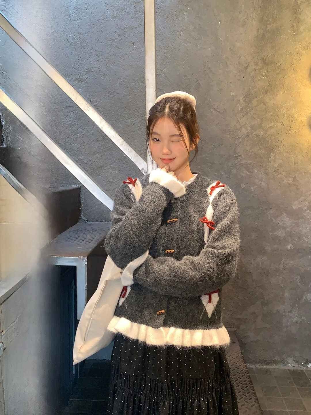 

Retro Design Rhombus Knit Sweater Coat Women's Sweet Korean Sle Slimming Winter Faion Ciwalk Travel Casual Date