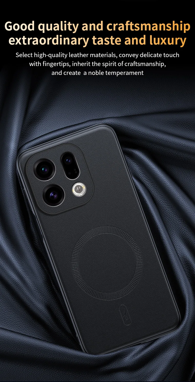 Für OPPO Find X9: Magnetische Lederhülle mit Schutzfunktion, Anti-Fingerabdruck, rutschfest, aus PC+TPU. – Detail 8