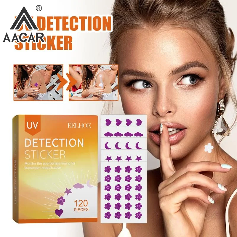 120pcs Uv Stickers Sun Patches,Outdoor UV Detection Stickers Protective Photochromic Patch Items for Summer & Beach Vacation
