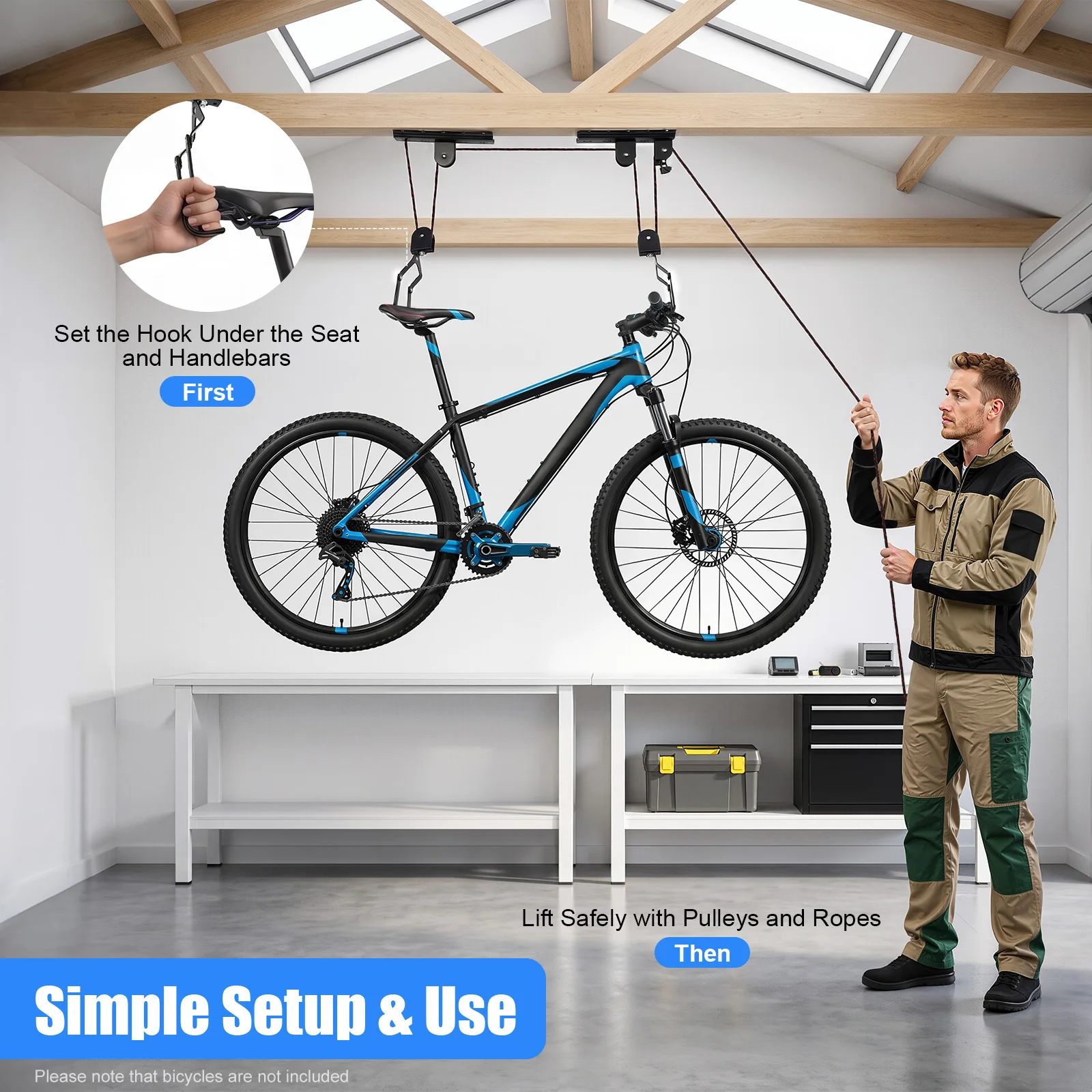 Bike Hoist for Garage Ceiling, - Cycling Gear Wall Mount ulasan dan harga