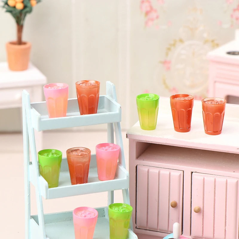 10 ชิ้น 1/12 ตุ๊กตาจําลองนมชาเครื่องดื่มถ้วย Dollhouse Miniature Kitchen ตกแต่งอาหาร Micro ฉาก Photo Props