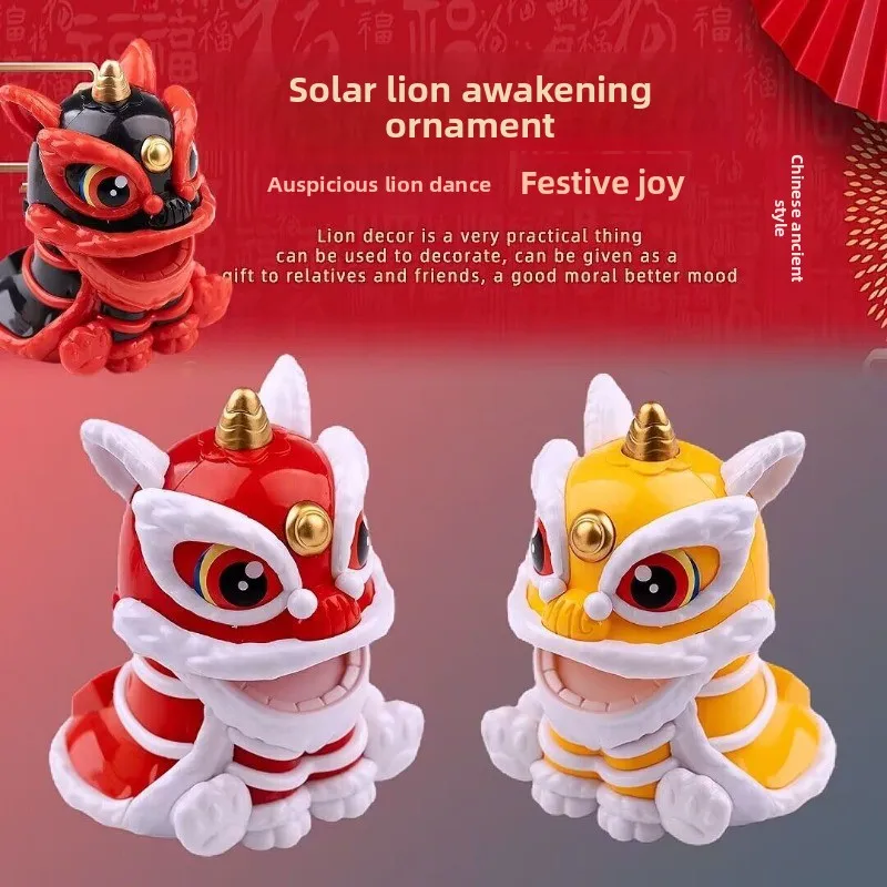 ملحقات سيارة رقص الأسد الشمسي، زخرفة الرأس المزخرفة، تميمة نعمة محظوظة لديكور لوحة قيادة السيارة