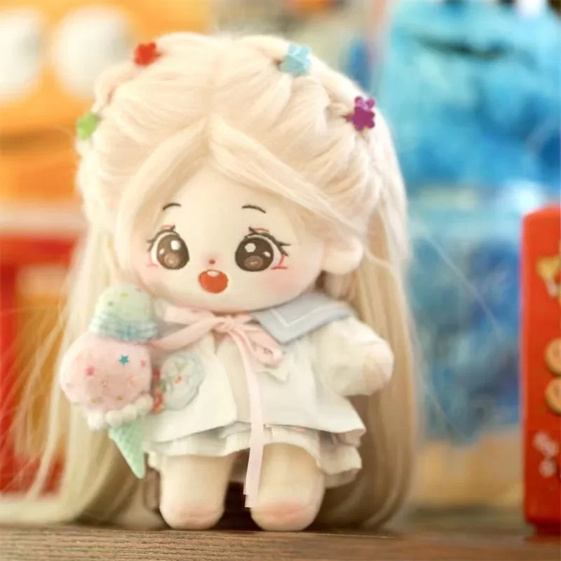 20cm long hair Kawaii Plush Cotton Doll Idol Stuffed Super Star Figure Doll Can Change Clothes Gift