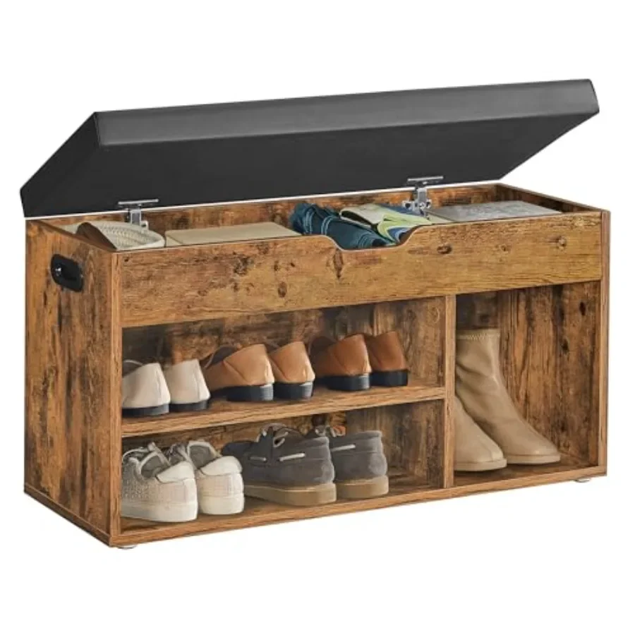 

Entryway Storage Bench with Cushion Hidden Storage Ink Black Padded Seat Holds up to 300 lb 11.8 x 31.5 x 17.3 Inch Durable Pol