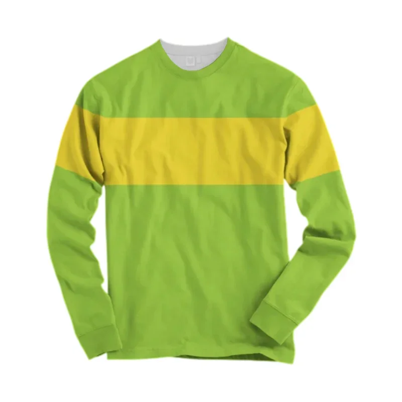 Unisex 3D Striped Printed T-Shirt Undertale Deltarune Classic Character Costume Element Long Sleeve T-Shirt Family Matching Y2K
