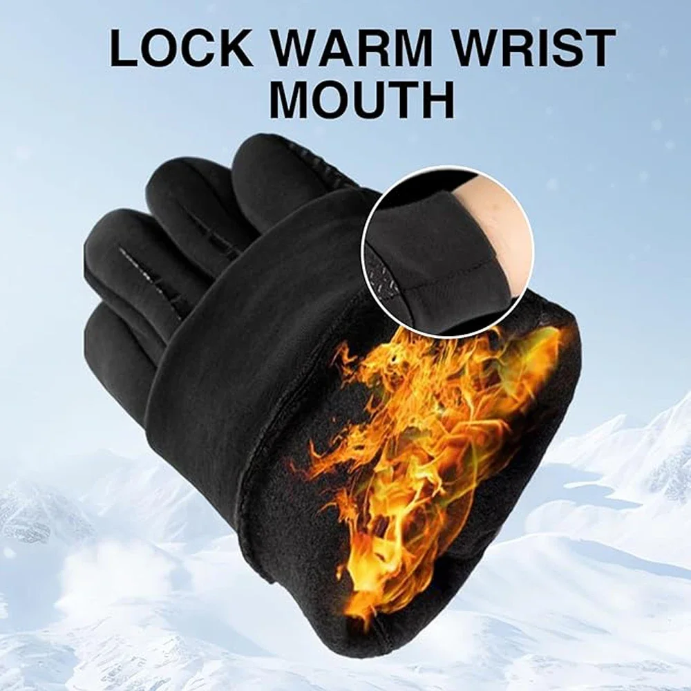 Sarung Tangan Bergaris Hangat Luar Ruangan Musim Dingin Pria, Sarung Tangan Layar Sentuh Bersepeda Hangat Nyaman Gaya Beludru Tebal Modis