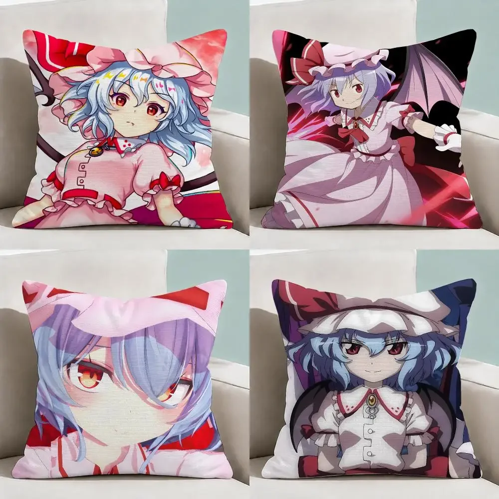 Gaming Touhou Remilia Scarlet Cushion Cover Throw Pillow Soft Short Plush Cozy Durable Colorfast Sofa Bedroom Home Decor Gift