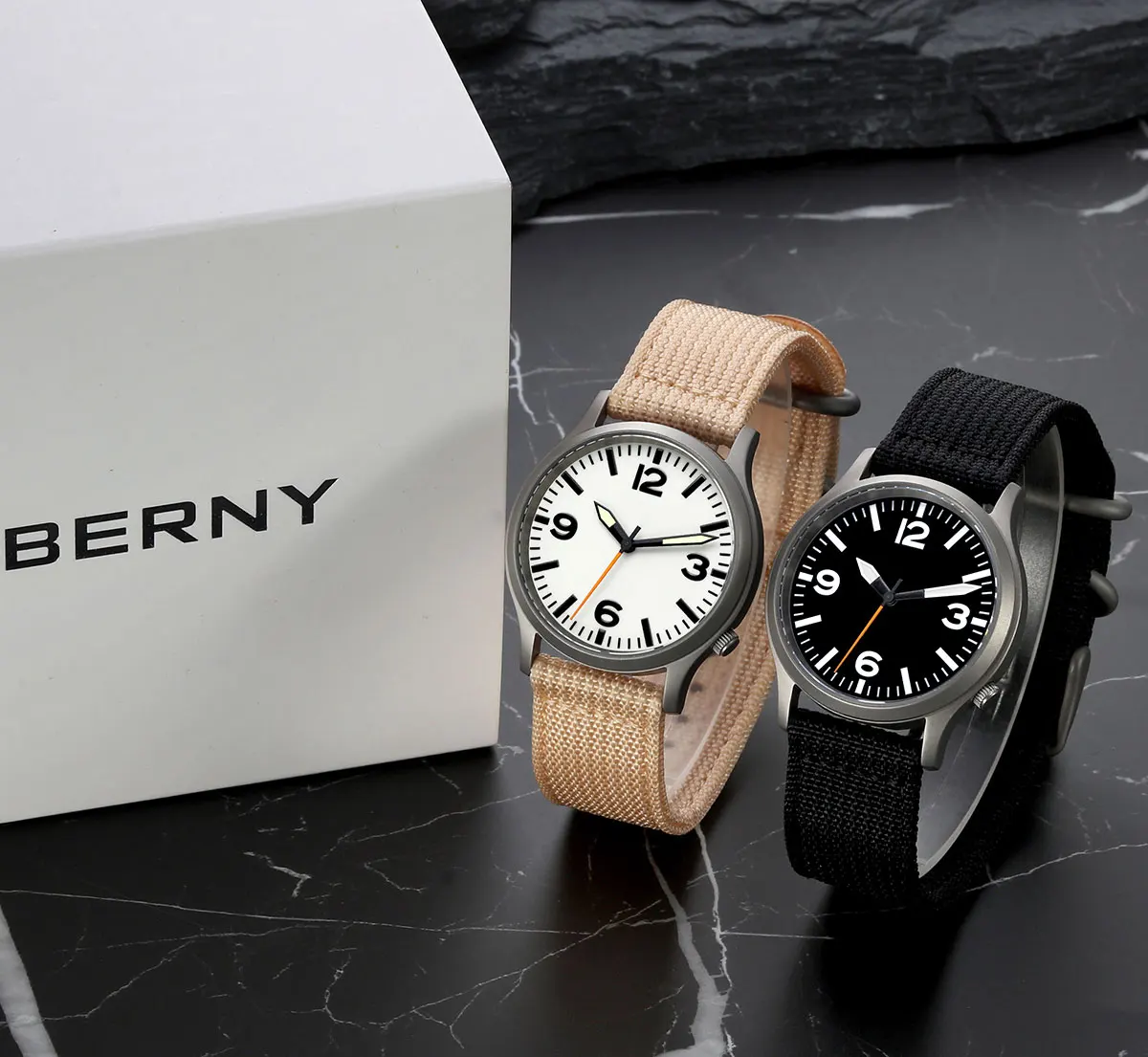 BERNY-Montre de sport à quartz en titane pour homme, montre-bracelet étanche, cadran super Shoous, saphir léger, 5AMT