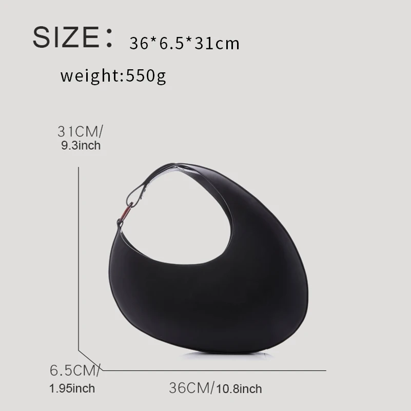 Handbags for Women Luxury Brand Designer Shoulder Bag and Purse 2024 Fashion Trend Black Crescent Armpit Bag