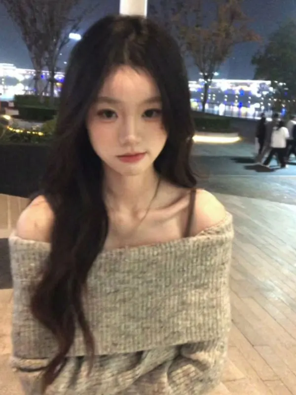 

Женский корейский свободный вязаный свитер на одно плечо, модный топ для кампуса, путешествий и повседневной носки