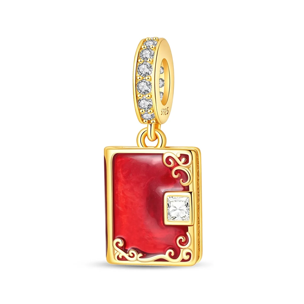 925 Sterling Silver Red Book Pattern Charms Fit Original Bracelets Bag Keychain Earring Pendant Diy Women Jewelry Gift