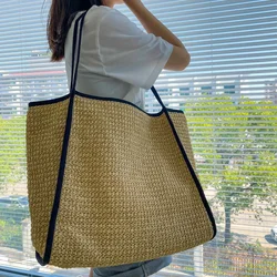 Borsa da donna in paglia di rafia di grande capacità per le vacanze estive Borsa a tracolla bohémien per donna Borsa da spiaggia casual Sac A Main Femme