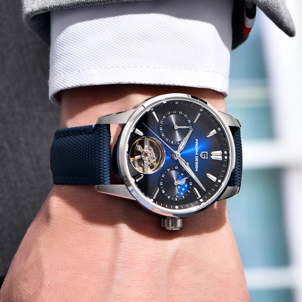 PAGANI DESIGN New  Tourbillon Mechanical Watch Sapphire Glass Classic Leather Men Watch 100M Waterproof Automatic Watch Men