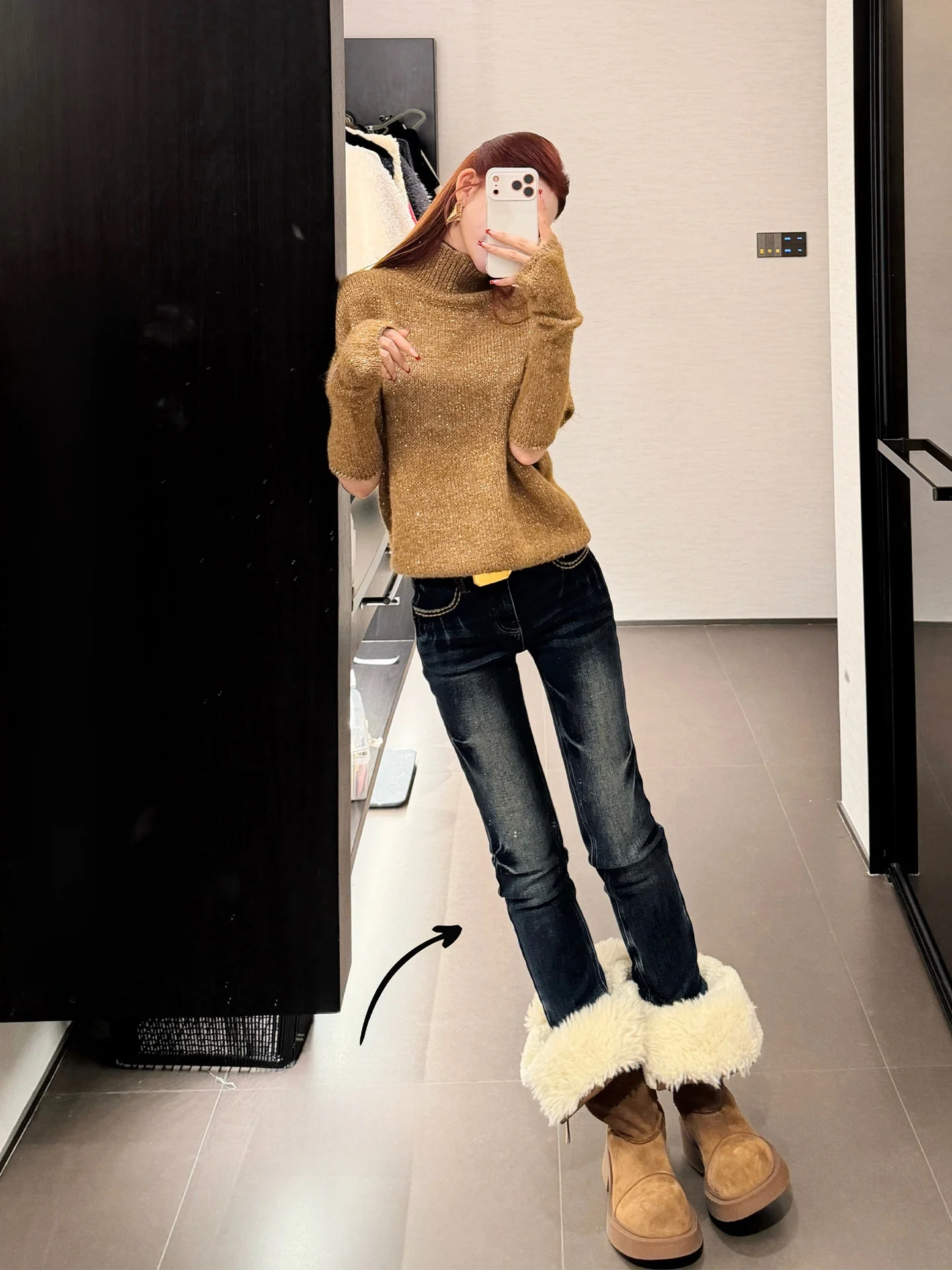 

Low Waist Cotton Stretchy Slimming Long Pants American Retro Style Commute Friendly Female Jeans for All Seasons Office Wear