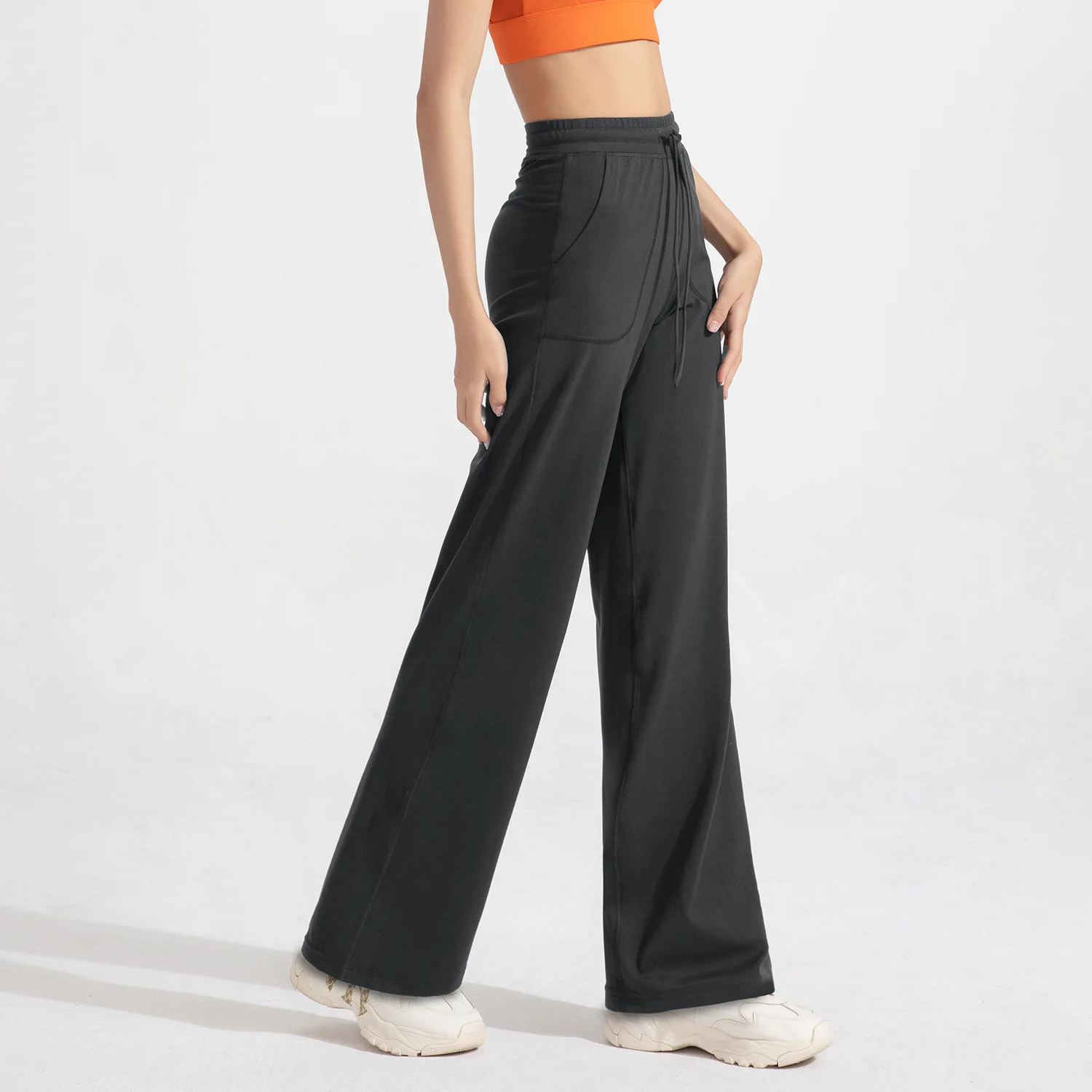 Women's Straight Leg Yoga Pants High Waisted Elastic Waistband Wide Leg Lounge Pants for Workout