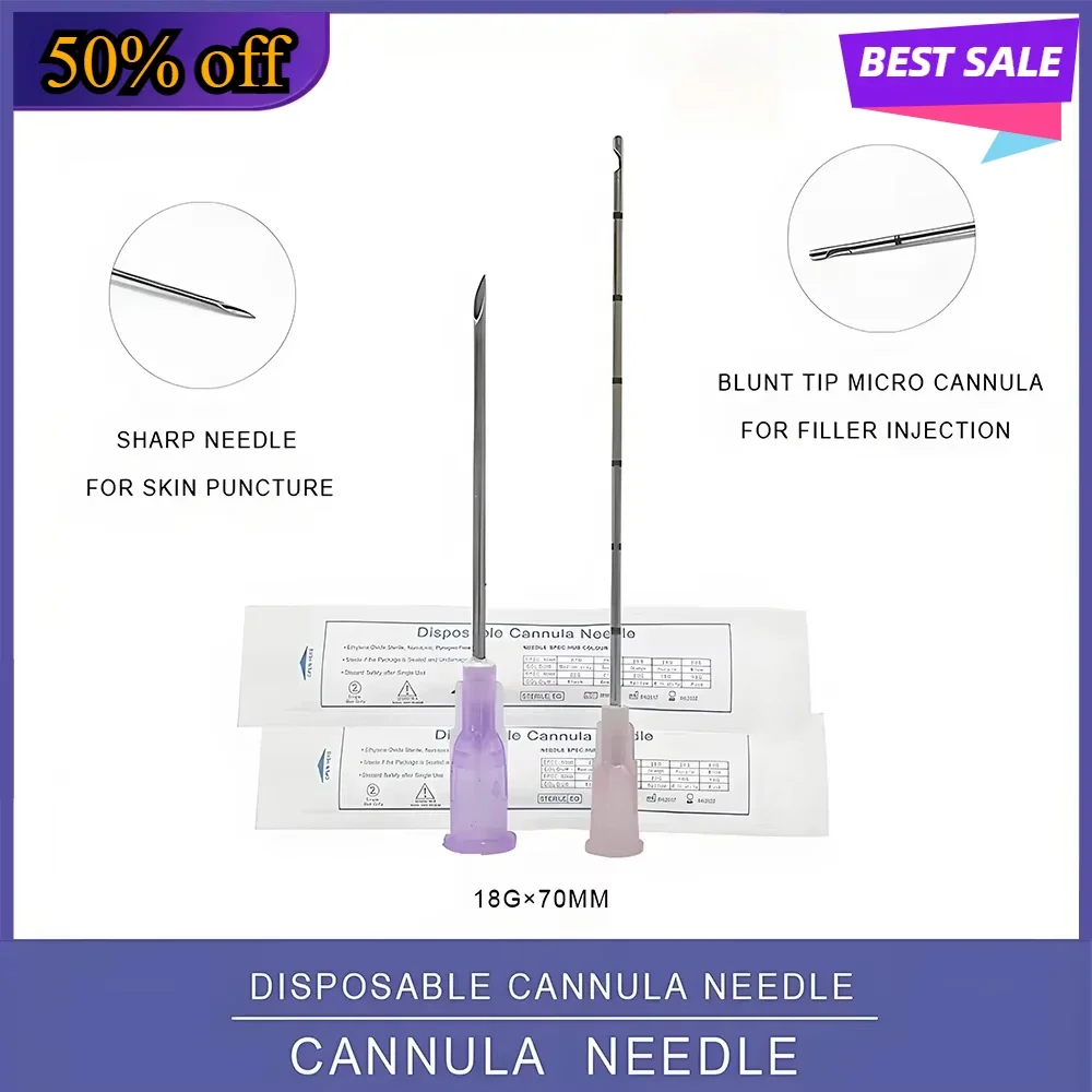 High Quality Blunt-tip Cannula 10/50/100pcs Korea Manufacturer Supply 22G 50mm 25G 70mm Disposable Blunt Needle for filler