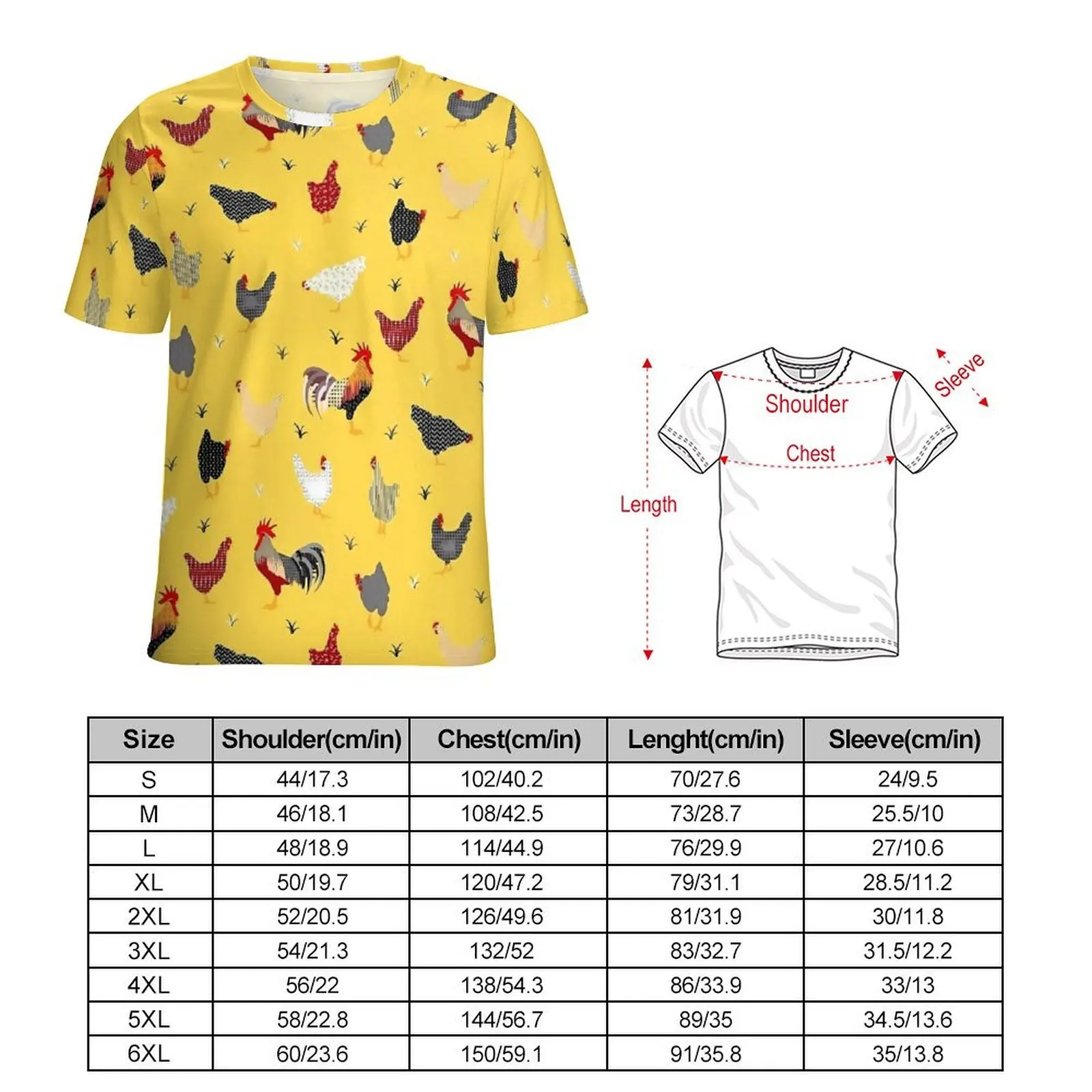 Chicken Farm T Shirt Animal Print Novelty T-Shirts Male Y2K Casual Tee Shirt Original Short Sleeve Graphic Top Tees Large Size