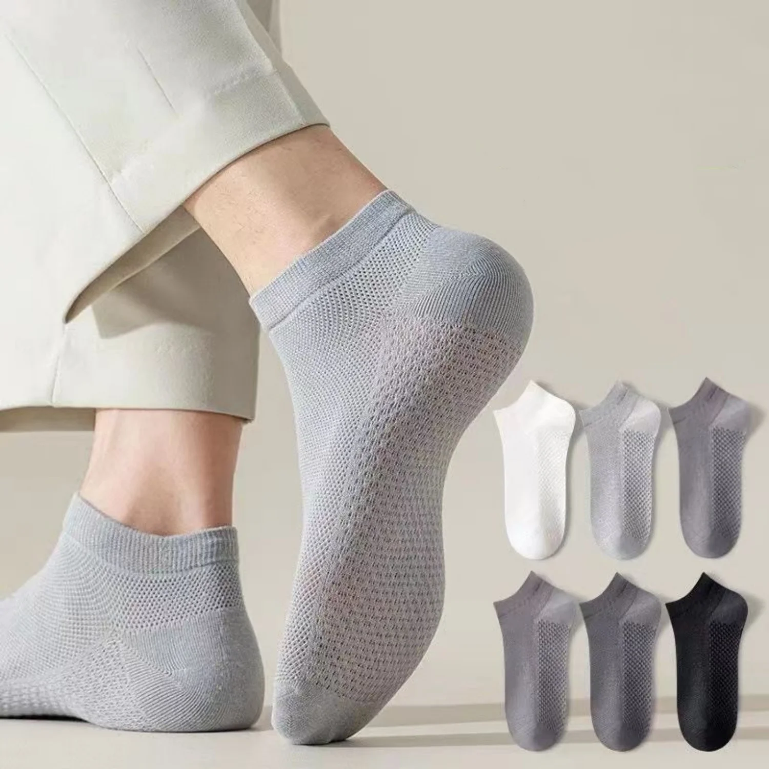 30/40 pairs of sweat absorbing and breathable men's ultra-thin summer shallow mouth boat socks for spring and summer.