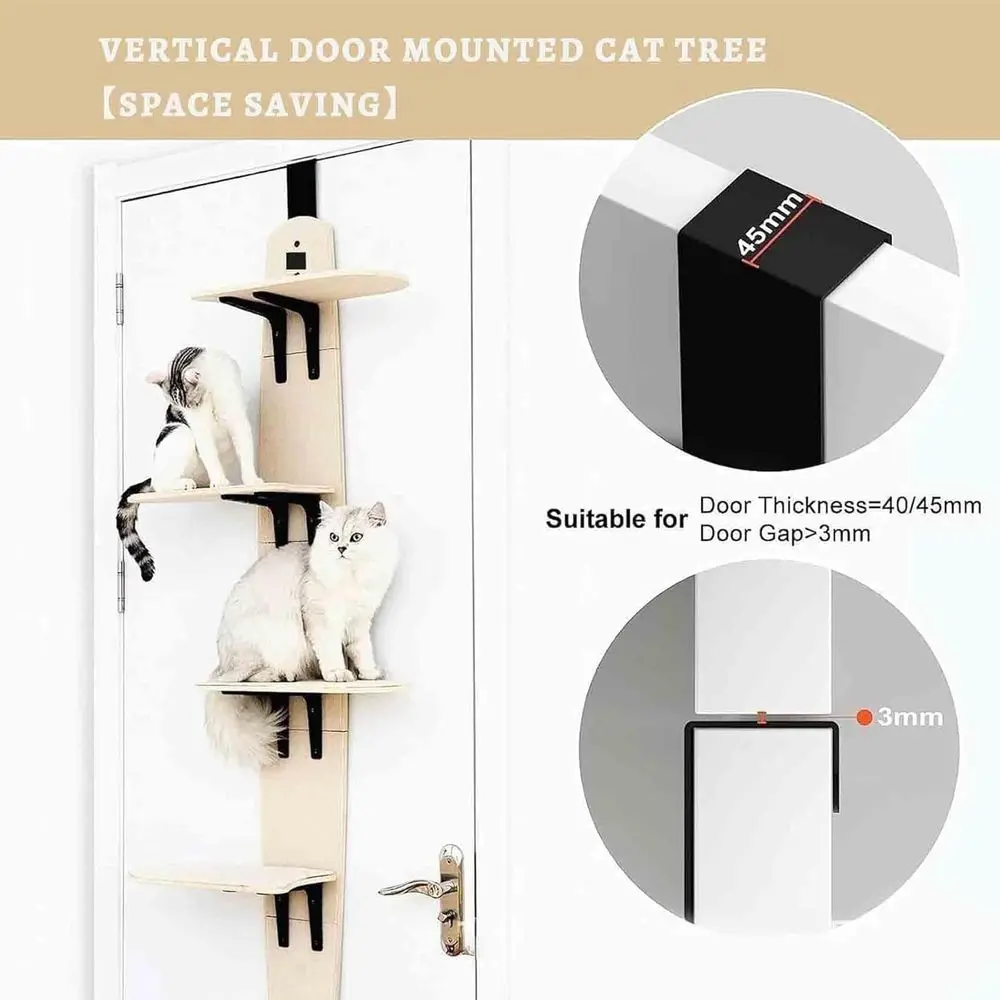 Multi-Level Hanging Door Cat Tree with 4 Perches and Removable Mat, Basic Model