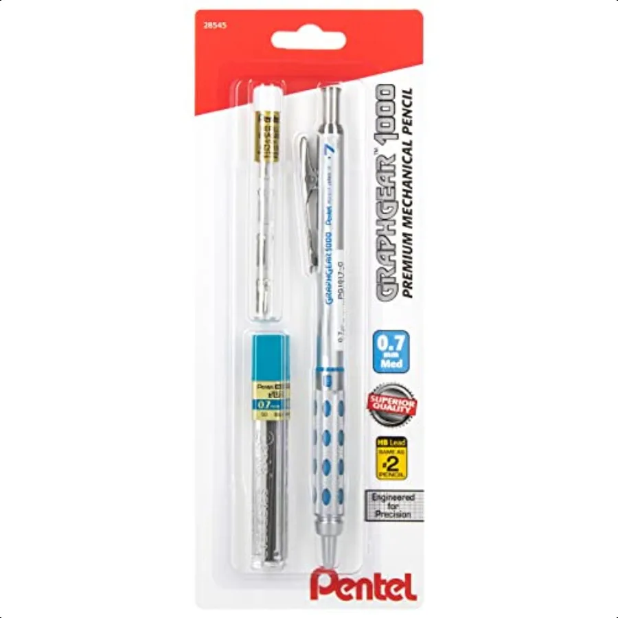 

Pentel GraphGear 1000 Mechanical Pencil Automatic Drafting Pencil 0.7mm Lead Size Includes 50 Lead Refills 4 Eraser Refills