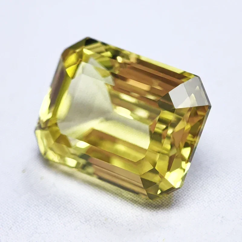 Lab tumbuh safir zamrud memotong batu permata warna kuning untuk jimat DIY cincin kalung anting bahan dipilih sertifikat AGL