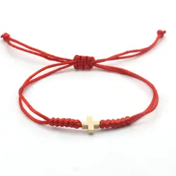 Couple Cross Charm Bracelet Lucky Red Black Rope Braided Adjustable String Bracelets for Women Men Christian Prayer Jewelry Gift
