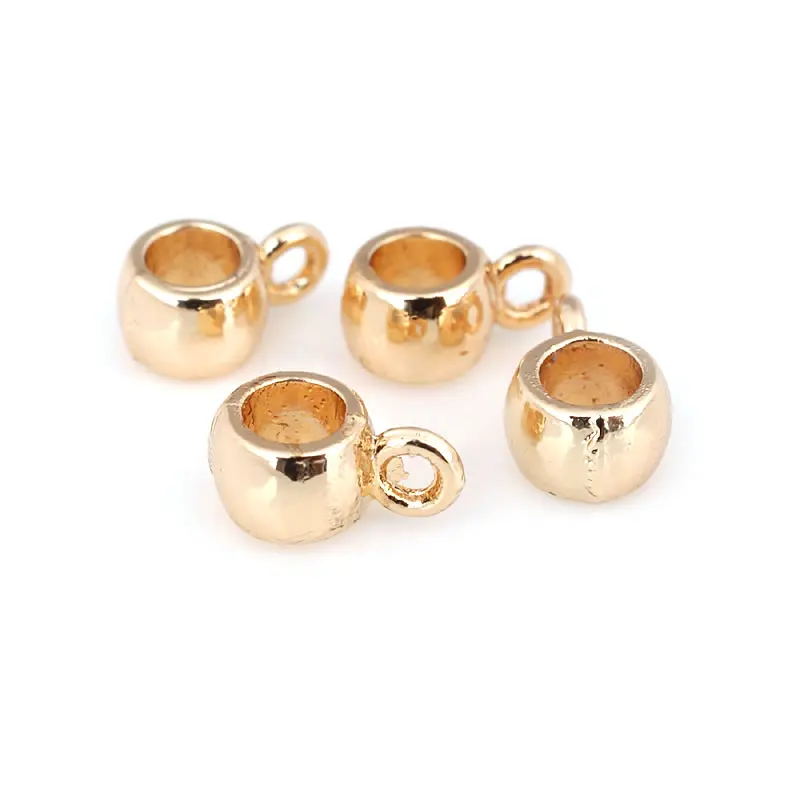 18K Gold Color Round Circle Large Hole Bracelets Bead Necklaces Charms Pendants Connector High Quality Diy Jewelry Accessories