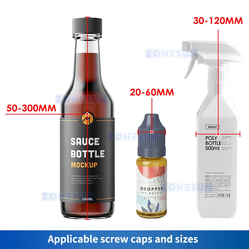 ZONESUN Automatic Bottle Screw Capper Cap Sealing Machine Top Cover Servo Motor Clamping Belt ZS-XG440S