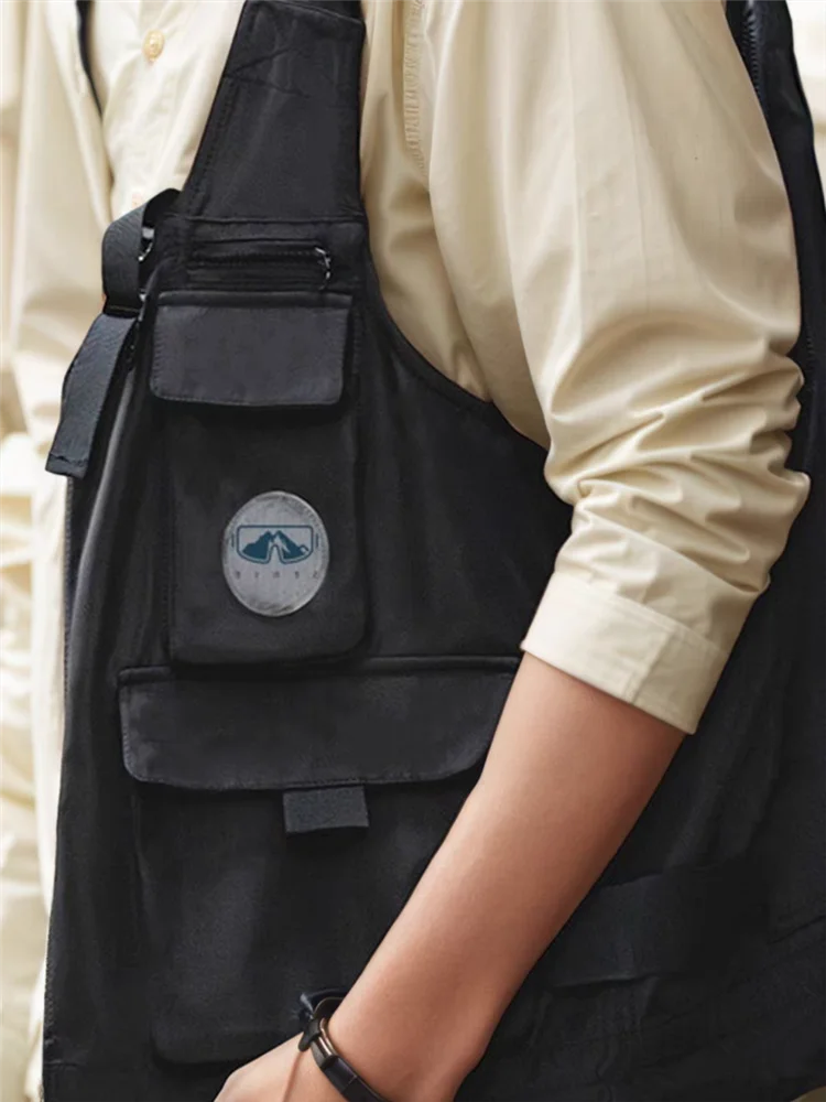 Loose Fashionable Pocket Vest Fishing Jacket Men\'s Outdoor Fapanese Workwear Functional American Vest Suspender Summer