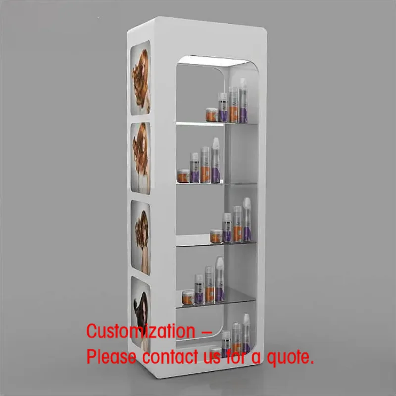 

custom.Freestanding Makeup Showcase Stand with Lighted Strip and Advertising Artwork Space Efficient Cosmetics in Boutiques