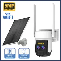 3/6MP Wireless Solar Camera Outdoor WiFi Dual Lens 10X Solar Panel Human Detection PTZ Security Camera Waterproof Ip Cameras