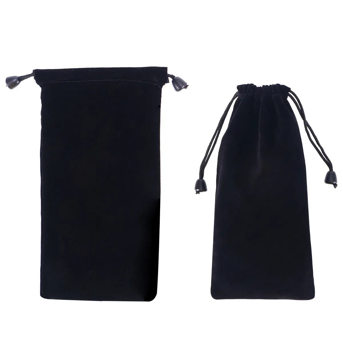2 Pcs Felt Bags with Drawstring Cloth Black Watch Jewelry Pouch Travel Folding Pouches