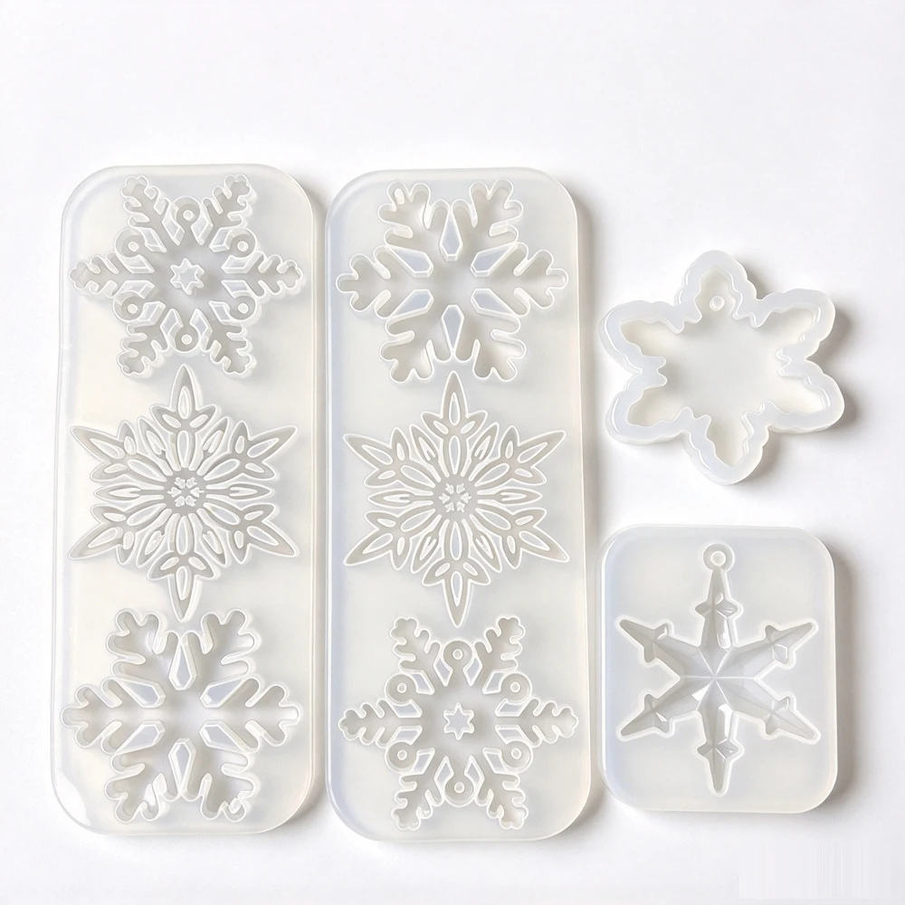 Winter Themed Silicone Mold for DIY Resin Craft Hollow Snowflake Ornament Soft Mould to Make Pendants Jewelry Embellishments