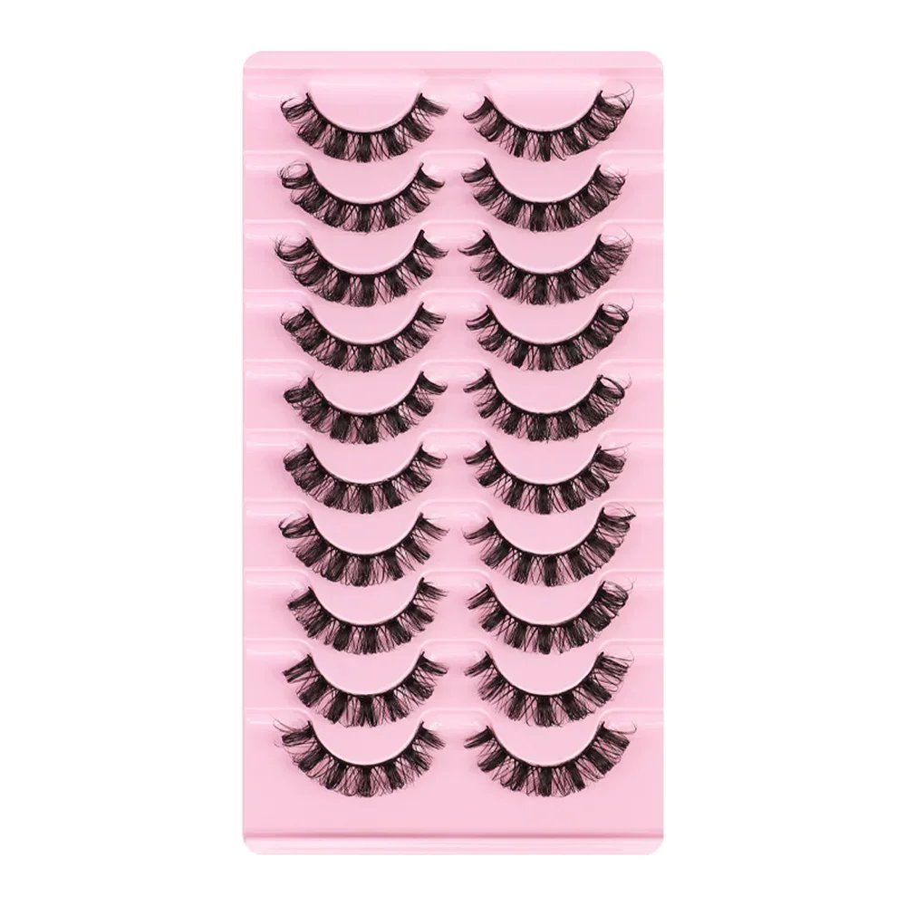 10 paia 3D Faux Mink Lashes Russian Strip DD Curl ciglia finte Fluffy Volume Extension ciglia Makeup