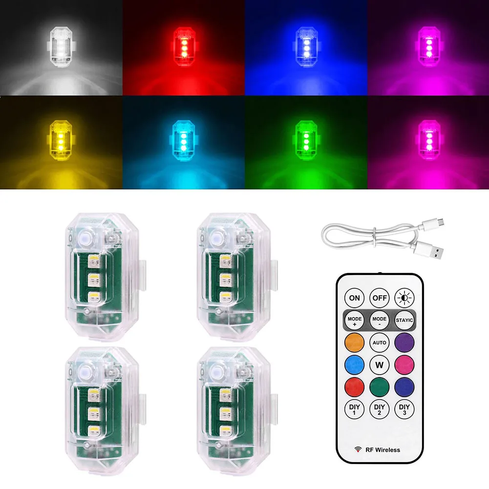 Wireless LED Strobe Lights 4PCS Rechargeable Set with Remote Control IP65 Waterproof for Various Vehicles and Use