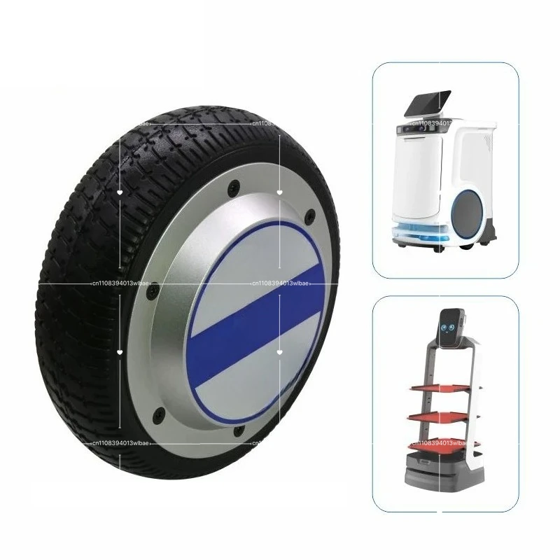 6.5inch 24V 350W 6N.m 150kg Load Brushless Dc Rubber Tire in-wheel Hub Motor with 4096-wire Encoder for Cleaning Robot