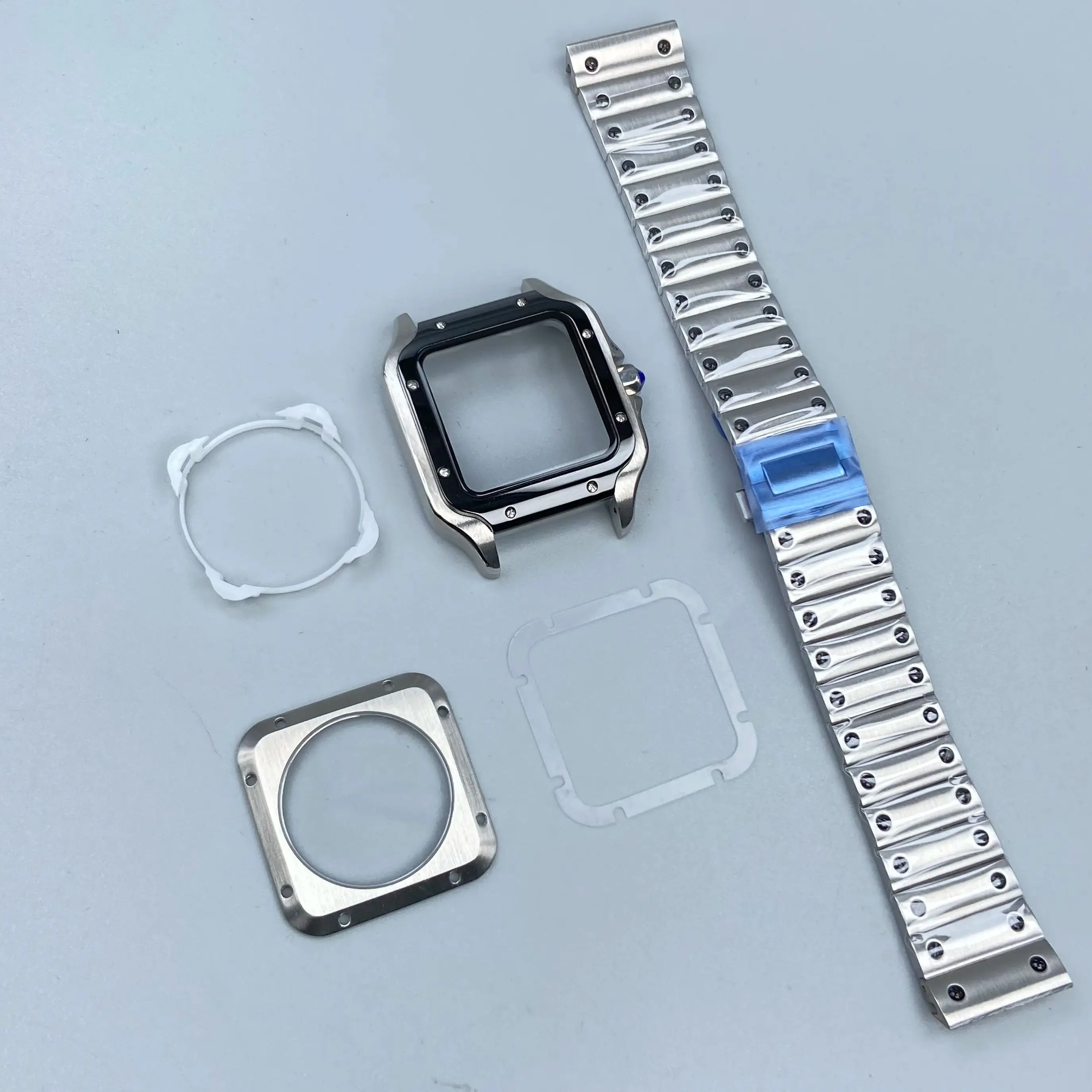 38mm Square Watch Case Set Stainless Steel Watch Case Accessories for NH35/NH36 Movement Seiko Mod Accessories