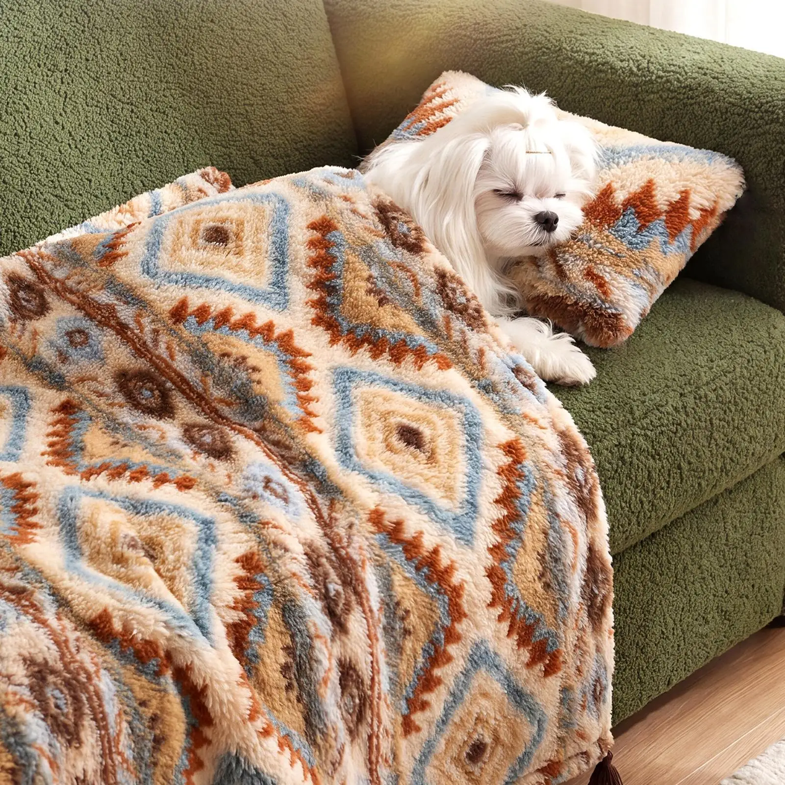 Dog Blanket Plush Cold Weather Kitten Mat With Pillow Puppy Throw Blanket For Pet Parents Trainers Animal Lovers Apartment Home