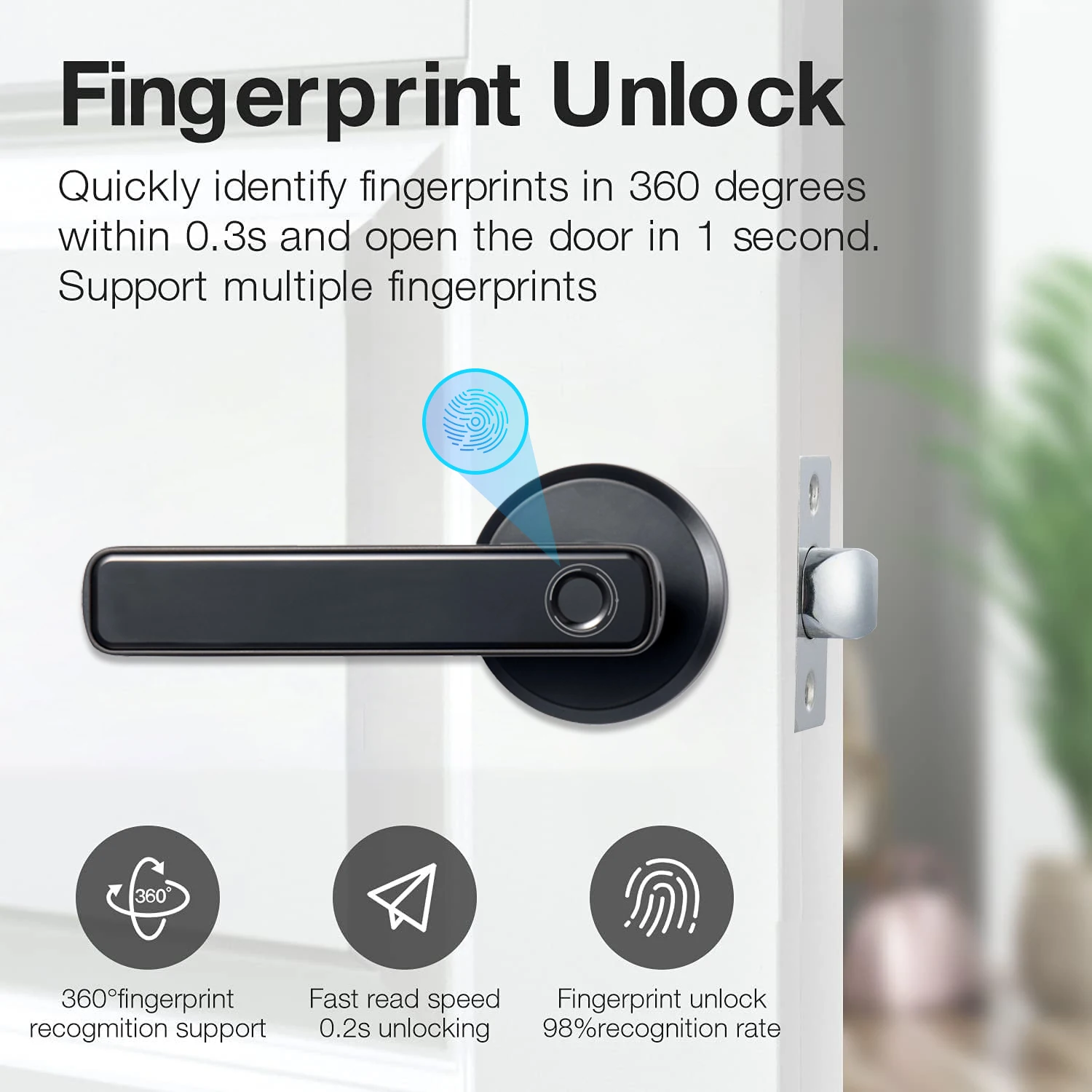 Household Smart Lock Indoor Door Fingerprint Handle Lock Burglar Proof Door Entrance Door Electronic Lock