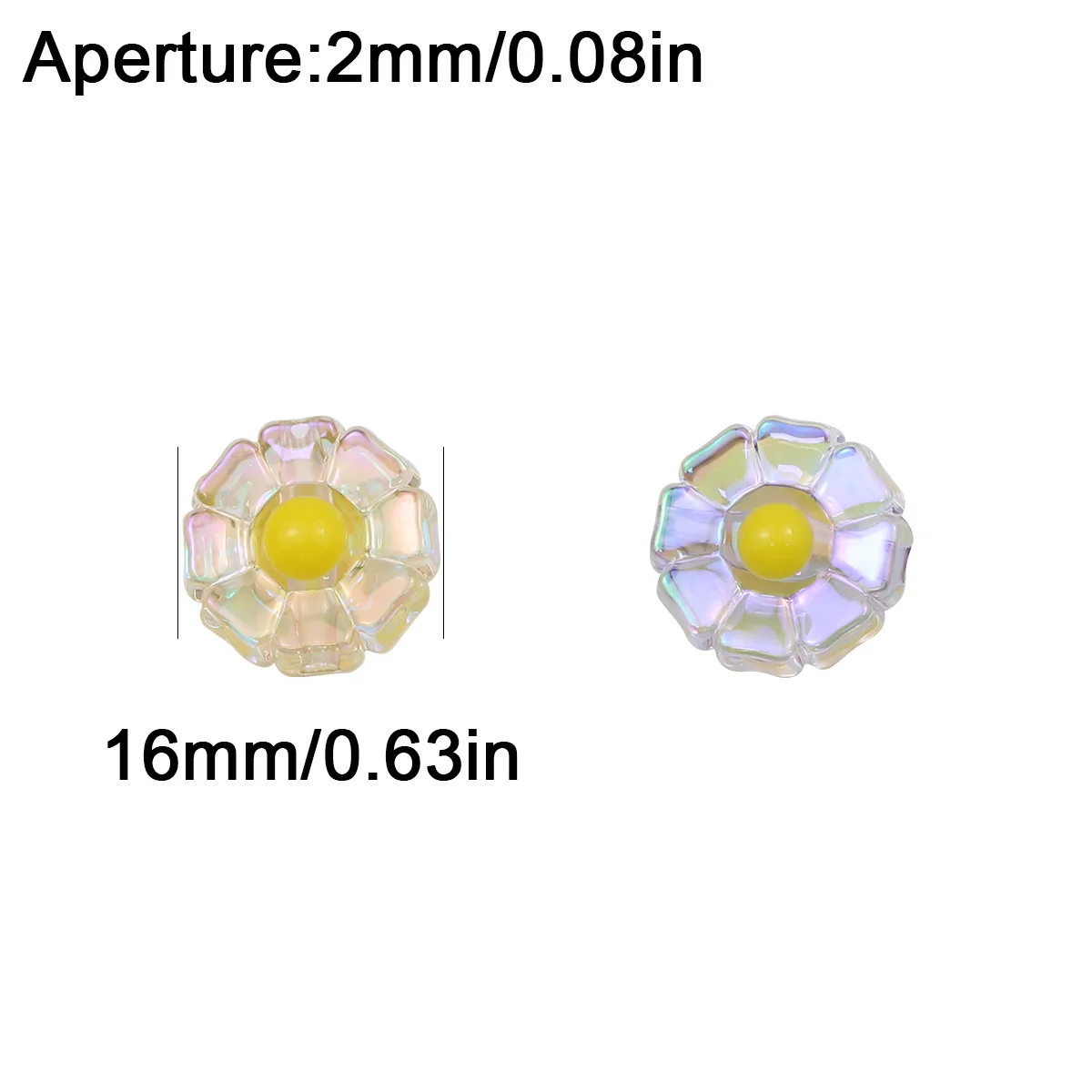 5/10/20 Pcs 16mm Multicolored UV Acrylic Flower Beads Spacer Loose Beads for Jewelry Bracelets Making DIY Accessories Wholesale