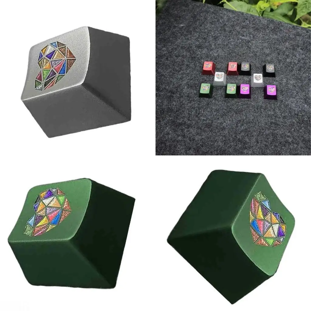 

D08B Aluminium Alloy Colorful Heart Keycap Metal Original Profile Keycap for Mechanical Keyboards