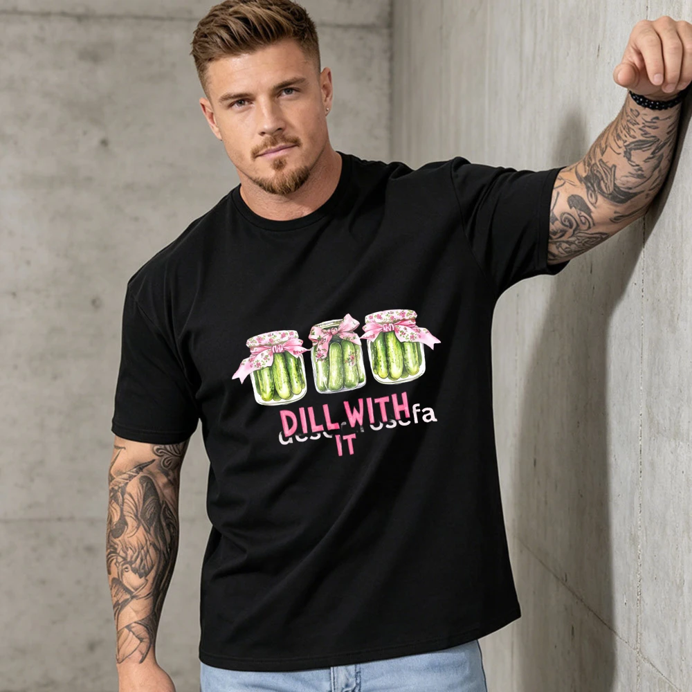 Coquette Floral Bow Pickle Jar Dill With It Graphic Tshirt Cute Fun Vegetable Print Tee Soft Cotton Casual Y2K Short Sleeve Tops