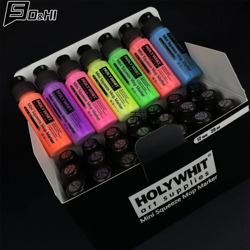 Mini bolígrafo de flujo de Graffiti, bolígrafo de firma de pintura, punta redonda, marcador impermeable con tinta, suministros de arte, bolígrafo de firma fluorescente, 12mm, 20ml