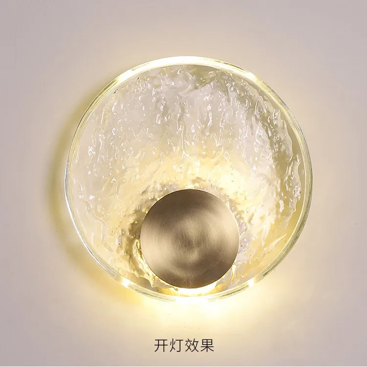 Designer Bedhead Wall Light Full Copper Crystal Glass Creative Art Bedroom Living Room Sofa Background Corridor Circular Light