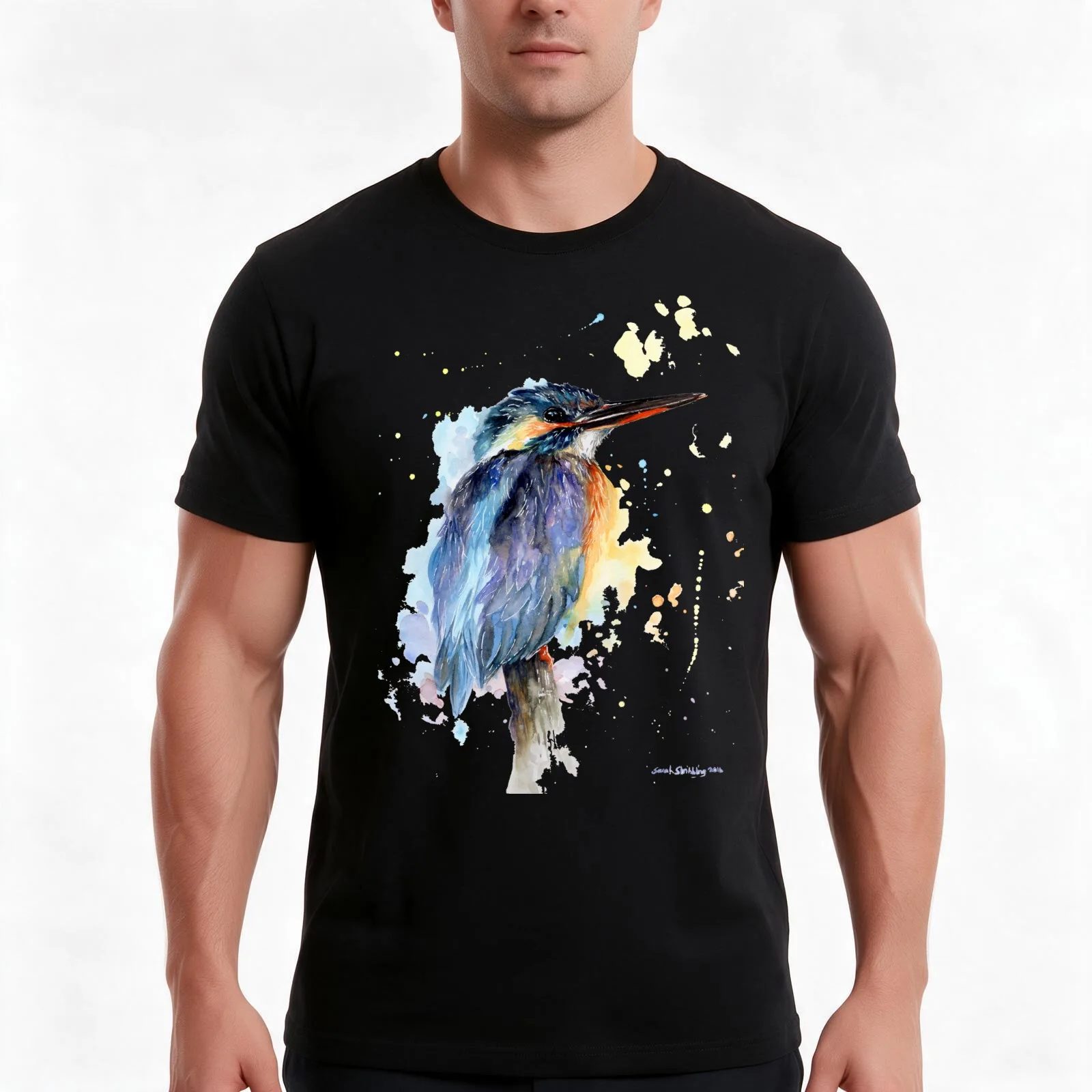 Watercolour Kingfisher T-Shirt Summer Casual Cotton Tee Oversized Streetwear Tops Vintage Graphic Print Unisex Men Women