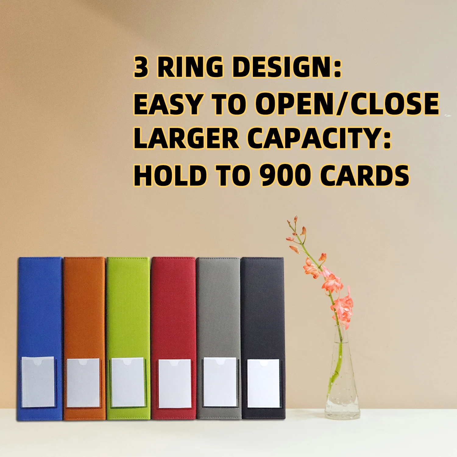 9-Pocket Zipperless Trading Card Binder, 3-Ring 900-Card Album with 50 Double-Sided Pages for Sports & Standard TCG Cards