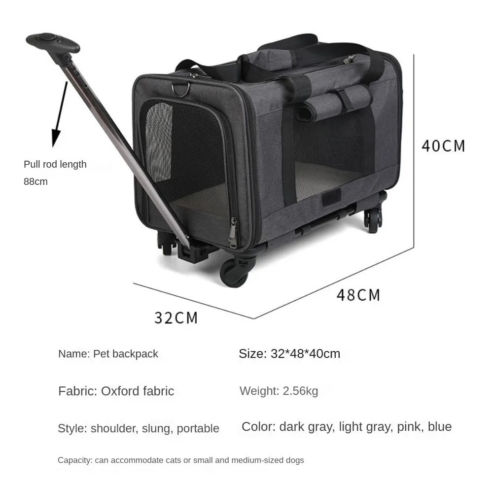 Cat bag out portable pet trolley case large capacity silent universal wheel foldable portable breathable pet supplies