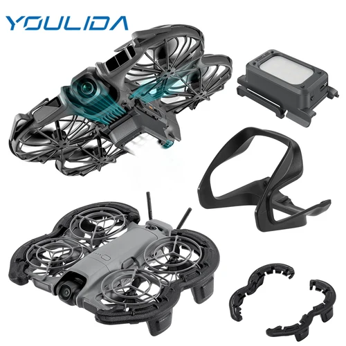 Para DJI Neo 2 tren de aterrizaje LED luz de navegación de vuelo nocturno protector de hélice flotante protector de cardán accesorios de funda protectora